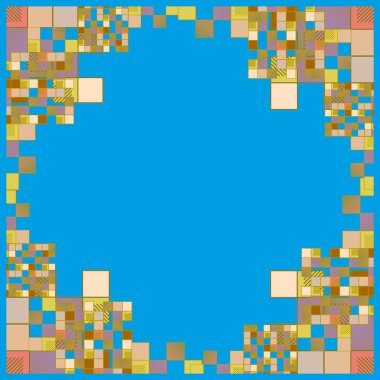 renkli soyut piksel, vektör çizim küpleri ve kareler