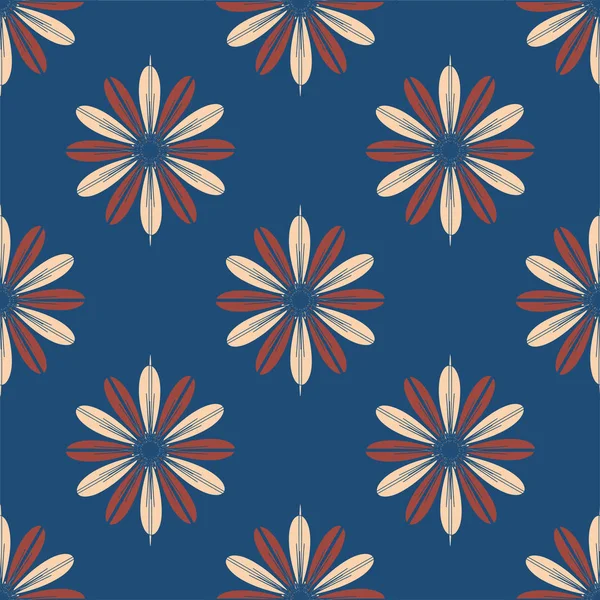 Abstracte Geometrische Naadloze Patroon Met Bloemen Voor Achtergrond — Stockvector