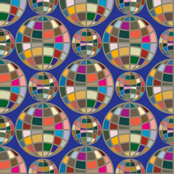 Modèle Sans Couture Avec Des Globes Mosaïque Colorés — Image vectorielle