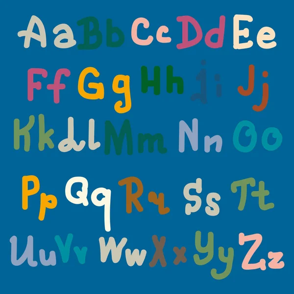 Multi Gekleurde Hand Getekend Alfabetletters Effen Achtergrond — Stockvector