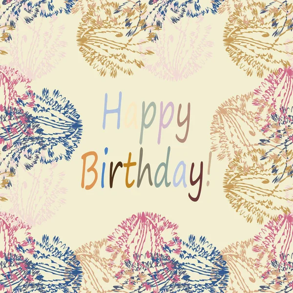 Multi Coloré Dessiné Main Joyeux Anniversaire Lettres Avec Motif Floral — Image vectorielle