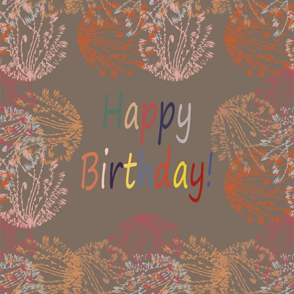 Multi Coloré Dessiné Main Joyeux Anniversaire Lettres Avec Motif Floral — Image vectorielle