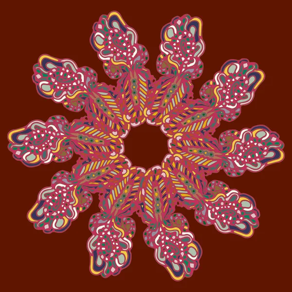 Nouveau Mandala Symétrique Dans Style Zentangle Inspiré Art Avec Doodle — Image vectorielle