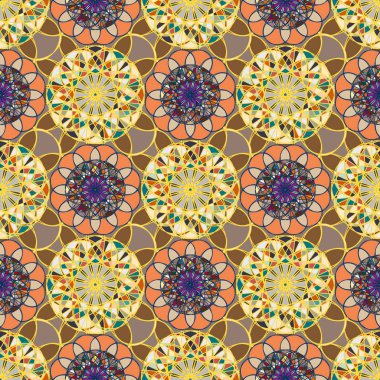 Renkli farklı renk seçenekleri sunan mozaik mandala arka plan