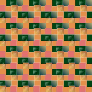 renkli soyut piksel, vektör çizim küpleri ve kareler