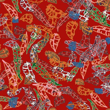 Memphis tarzı zemin ağaç yaprakları 