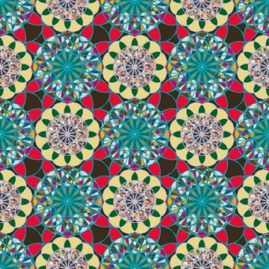 Renkli farklı renk seçenekleri sunan mozaik mandala arka plan