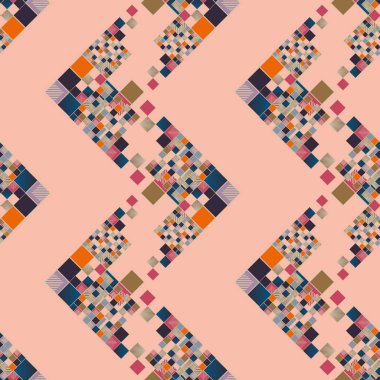 renkli soyut piksel, vektör çizim küpleri ve kareler