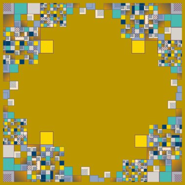 renkli soyut piksel, vektör çizim küpleri ve kareler