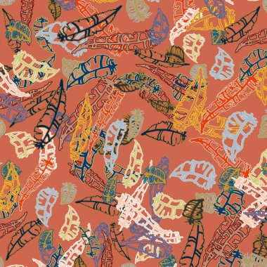 Memphis tarzı zemin ağaç yaprakları 