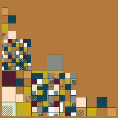 grafik Mozaik, vektör çizim küpleri ve kareler