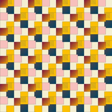 renkli piksel, küpler ve kareler arka plan vektör çizim