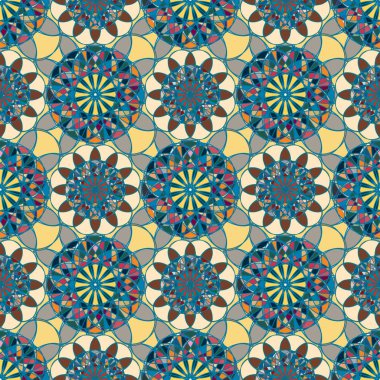 Renkli farklı renk seçenekleri sunan mozaik mandala arka plan