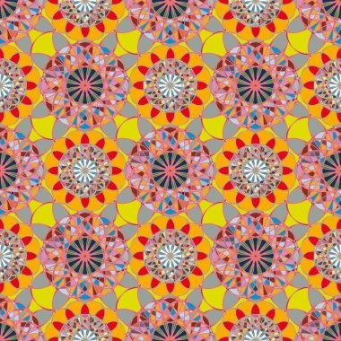 Renkli farklı renk seçenekleri sunan mozaik mandala arka plan