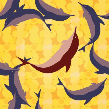 Dekoratif renkli seamless modeli sevimli yunuslar ile