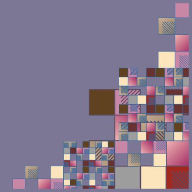 renkli piksel, küpler ve kareler arka plan vektör çizim
