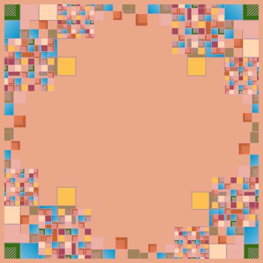 renkli piksel, küpler ve kareler arka plan vektör çizim