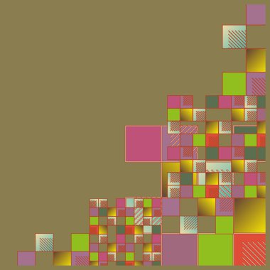 grafik Mozaik, vektör çizim küpleri ve kareler