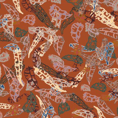 Memphis tarzı zemin ağaç yaprakları 