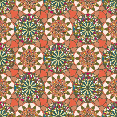 Renkli farklı renk seçenekleri sunan mozaik mandala arka plan