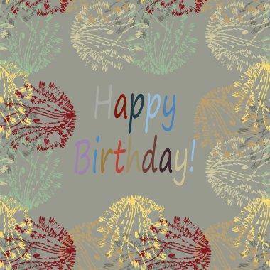 Çiçek desenli harflerle kutlu olsun çok renkli el çekilmiş