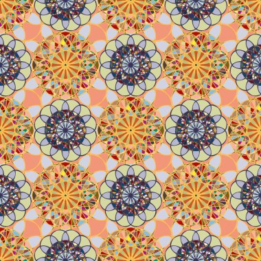 Renkli farklı renk seçenekleri sunan mozaik mandala arka plan