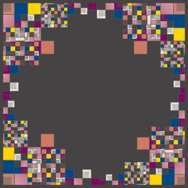 renkli piksel, küpler ve kareler arka plan vektör çizim