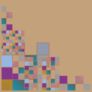 renkli soyut grafik piksel, vektör çizim küpleri ve kareler