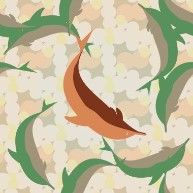 Dekoratif renkli seamless modeli sevimli yunuslar ile