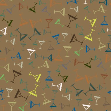 Tropik kokteyller desen, renkli kesintisiz vektör çizim