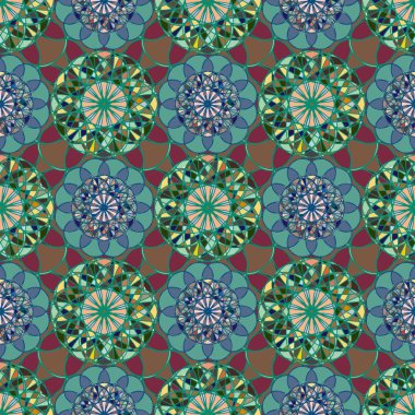 Renkli farklı renk seçenekleri sunan mozaik mandala arka plan