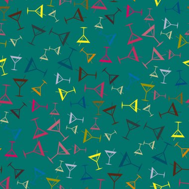 Tropik kokteyller desen, renkli kesintisiz vektör çizim