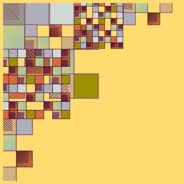 renkli soyut grafik piksel, vektör çizim küpleri ve kareler