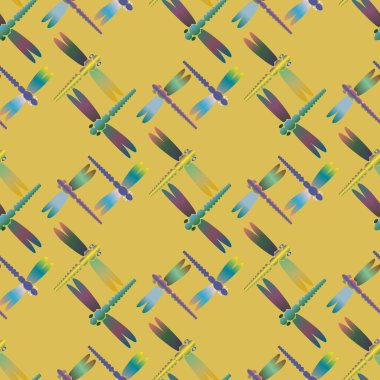 Dekoratif renkli seamless modeli ile şirin yusufçuk