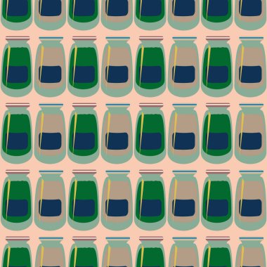 Kavanoz ile rustik ev konserve yeni dikişsiz desen arka planı için.