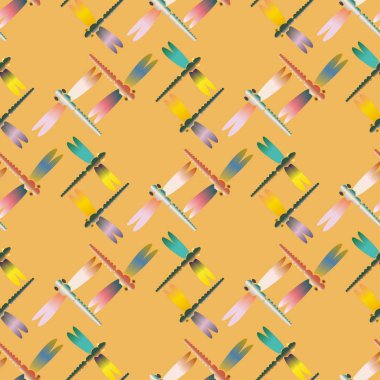 Dekoratif renkli seamless modeli ile şirin yusufçuk