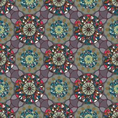 Renkli farklı renk seçenekleri sunan mozaik mandala arka plan