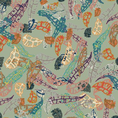 Memphis tarzı zemin ağaç yaprakları 