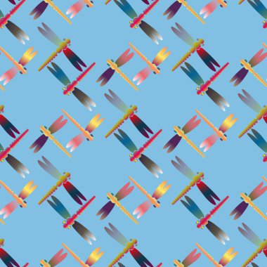 Dekoratif renkli seamless modeli ile şirin yusufçuk