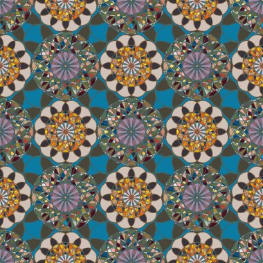 Renkli farklı renk seçenekleri sunan mozaik mandala arka plan