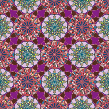 Renkli farklı renk seçenekleri sunan mozaik mandala arka plan