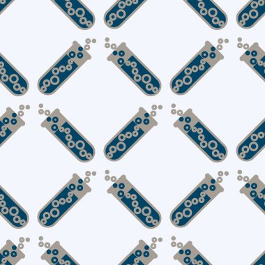 Kimya test tüpleri parlak arka plan üzerinde. Seamless modeli.