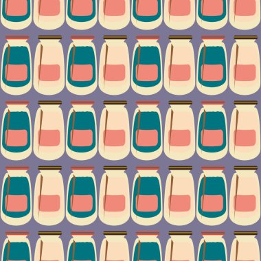 Kavanoz ile rustik ev konserve yeni dikişsiz desen arka planı için.