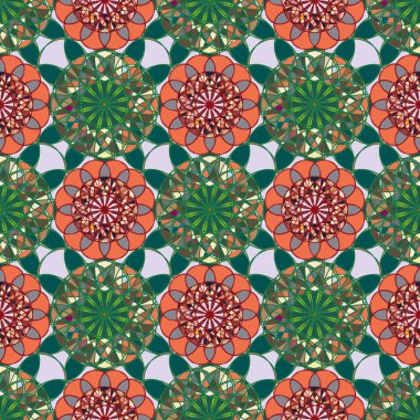 Renkli farklı renk seçenekleri sunan mozaik mandala arka plan