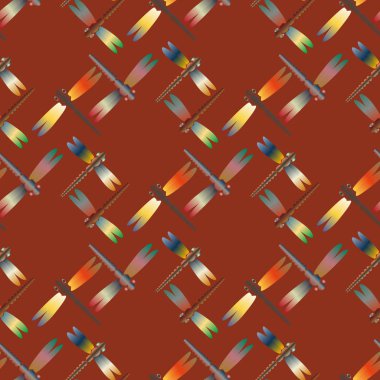 Dekoratif renkli seamless modeli ile şirin yusufçuk