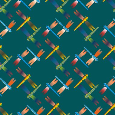 Dekoratif renkli seamless modeli ile şirin yusufçuk