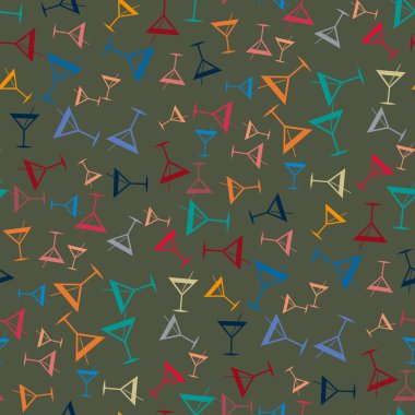 Tropik kokteyller desen, renkli kesintisiz vektör çizim
