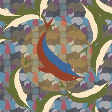 Dekoratif renkli seamless modeli sevimli yunuslar ile