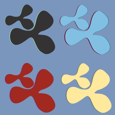 Su sıçramalarına ve parlak renkli boya arka plan üzerinde izole BLOB'lar vektör.