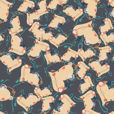 Soyut kalp doodle arka plan için seamless modeli